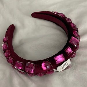 Anthropologie jewel gem rhinestone embellished headband! New!  PINk